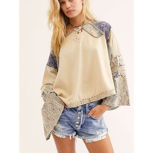 Free People Patchwork Sleeve Top